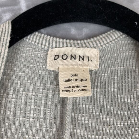 DONNI Open Front Long Cardigan Women's OS Sandy Gray Duster Pockets Fall (0633) - Picture 2 of 7